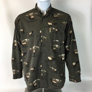 Columbia River Lodge Deer Elk Mountain shirt M